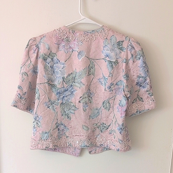 Vintage Nah Nah Collection by Jonathan Tait Women 14P Pink Floral Shirt Coquette - Picture 7 of 9
